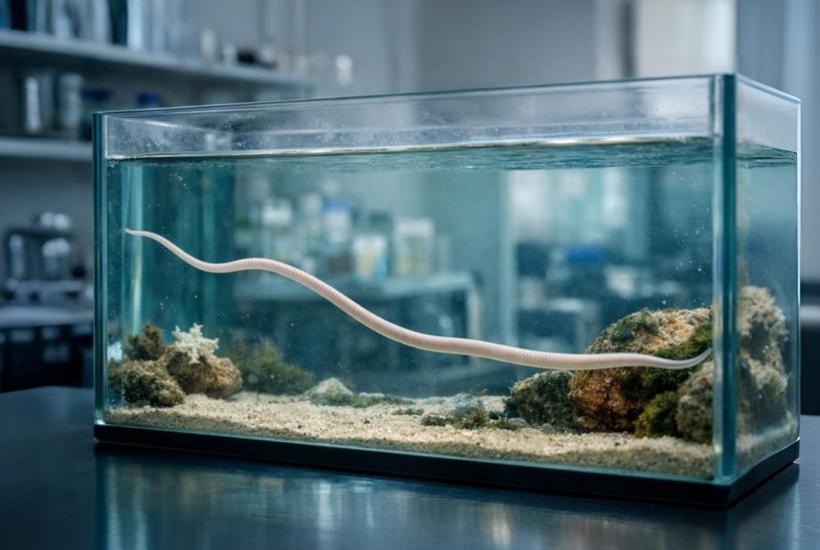 Ленточный червь в лабораторном аквариуме