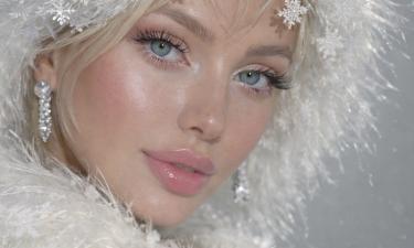 Белые и серебристые тени создают эффект холодного сияния