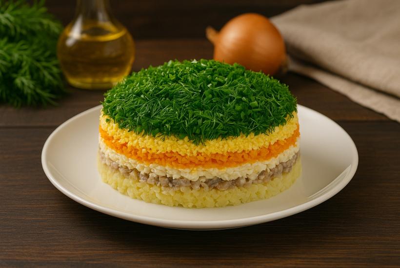 Зеленая селедка под шубой