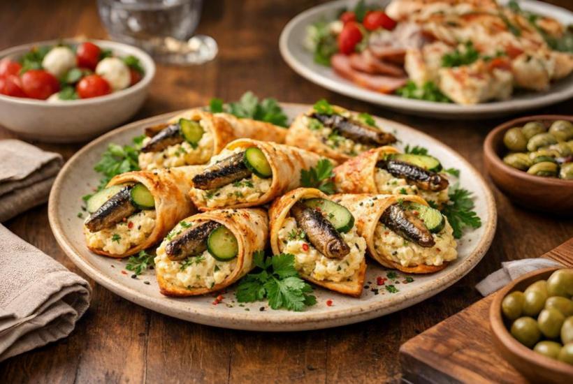 Рожки из лаваша со шпротами