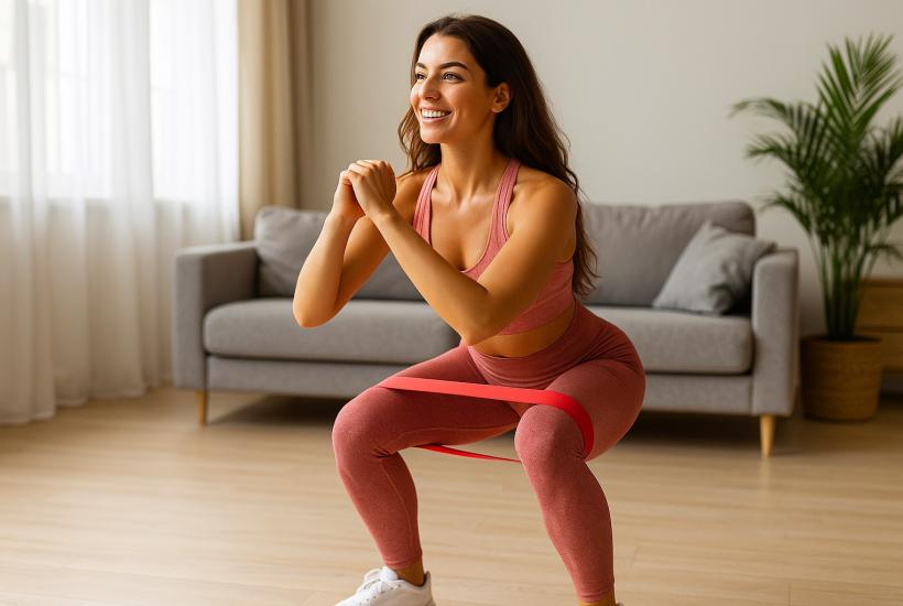 Приседания с резинкой дома