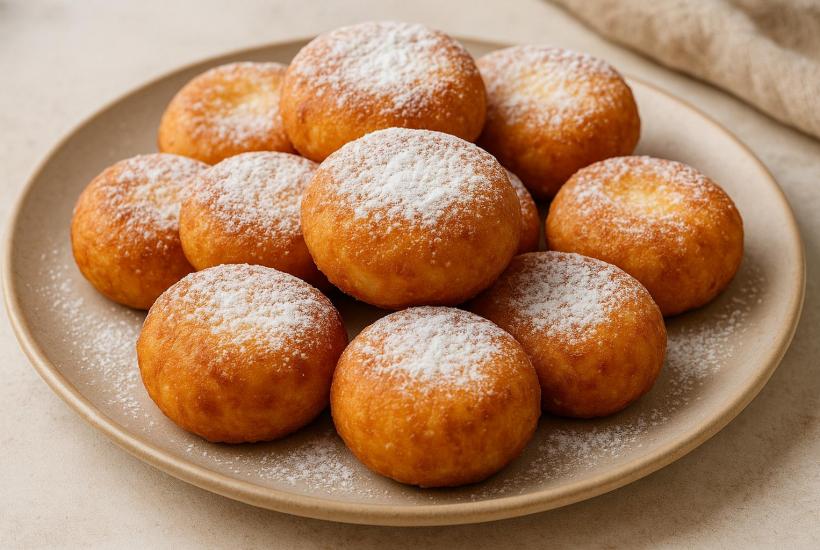 Творожные пончики в сахарной пудре