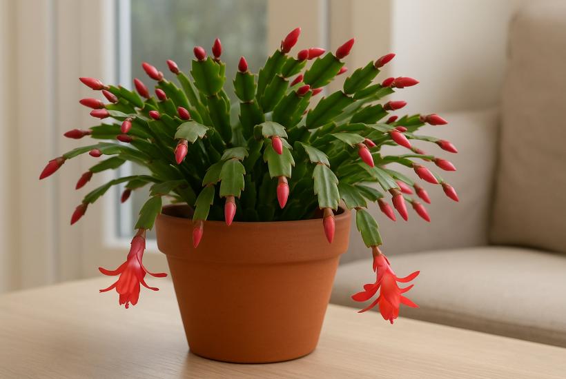 Декабрист с бутонами на подоконнике