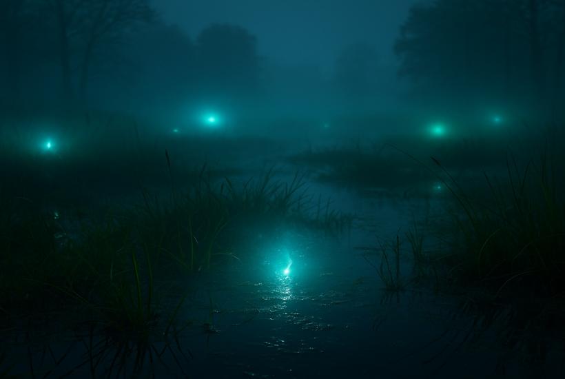 Блуждающие огоньки над болотом