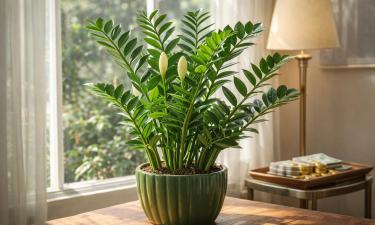 Замиокулькас лучше растёт в горшке на 2 см шире корней