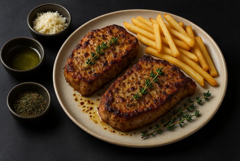 Свиные стейки в маринаде с хреном