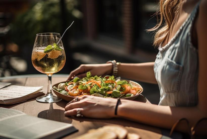 Девушка ужинает