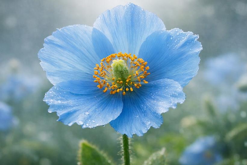 Голубой мак в саду