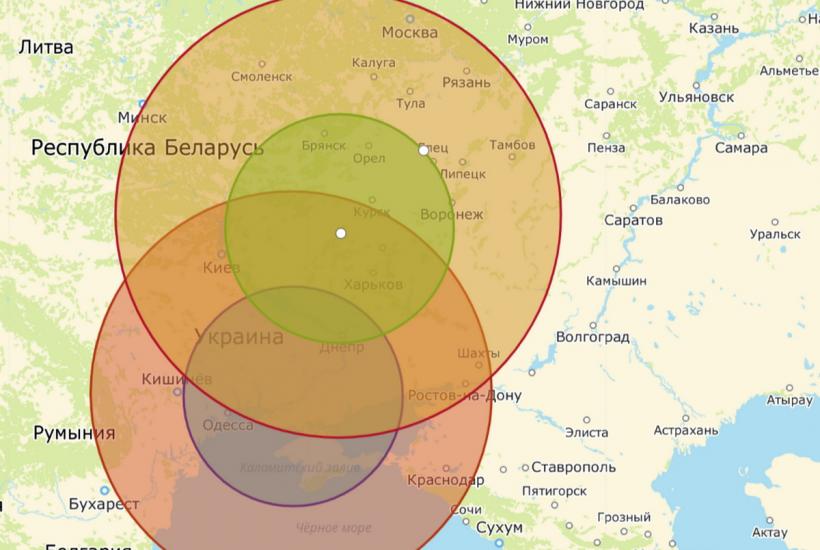 Радиус поражения ракет и карта целей Украины в глубине России