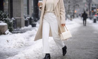Белые брюки стали ключевым элементом зимних образов - Marie Claire