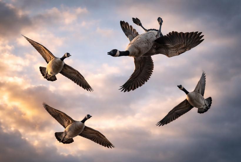 Полет гусей в небе