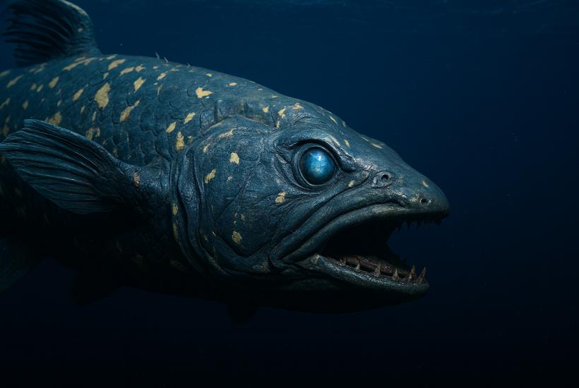 древняя рыба латимерия в темных водах