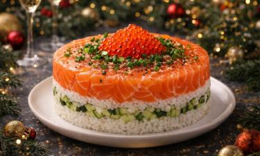 Суши-торт Филадельфия собирается за 10 минут из простых продуктов