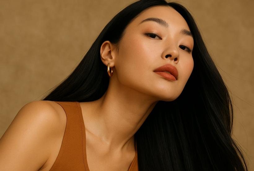 Азиатская девушка с длинными волосами