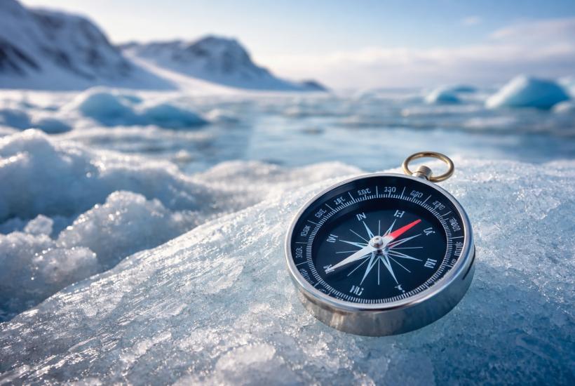 Компас лежит на льду