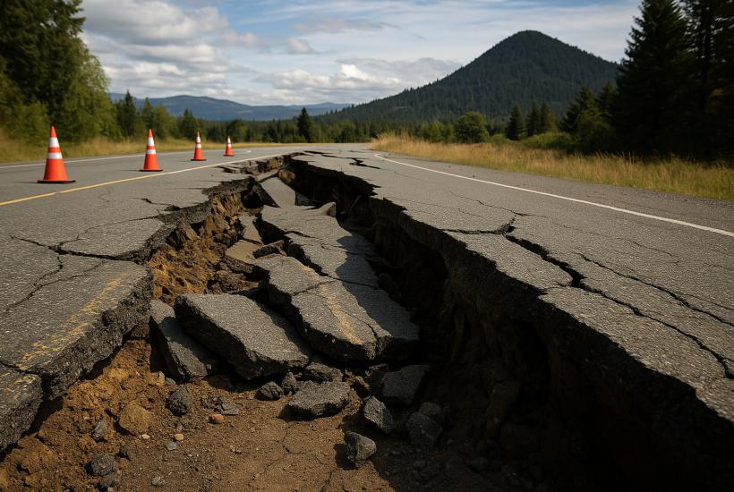 трещины на дороге после землетрясения