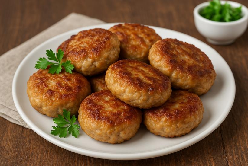Сочные домашние котлеты на тарелке