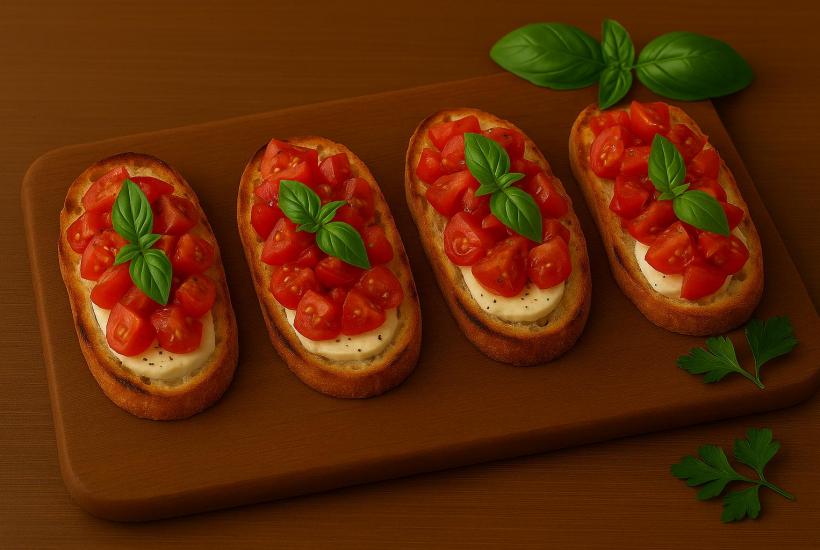 Брускетта с помидорами и сыром