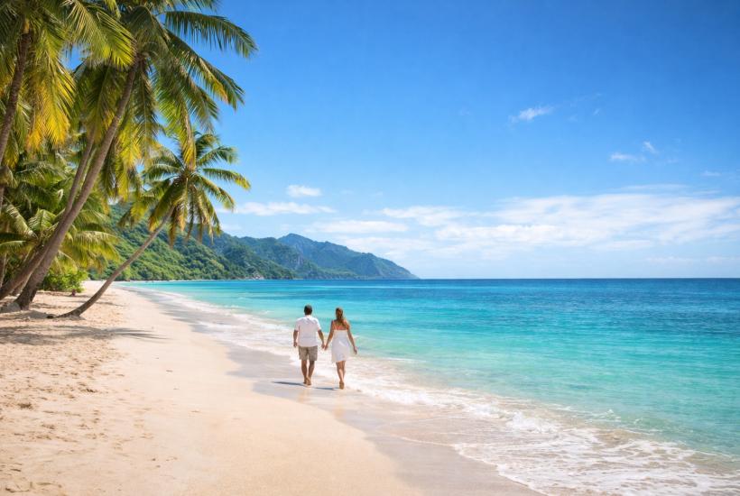 Пляж с пальмами