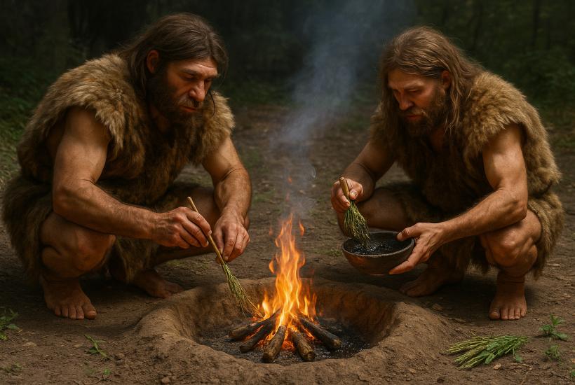 Неандертальцы создают смолу