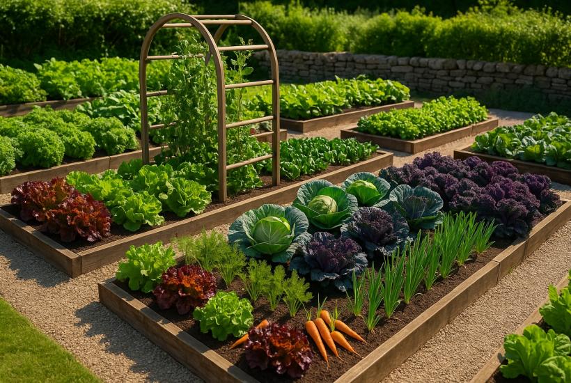 Овощная грядка в летнем саду