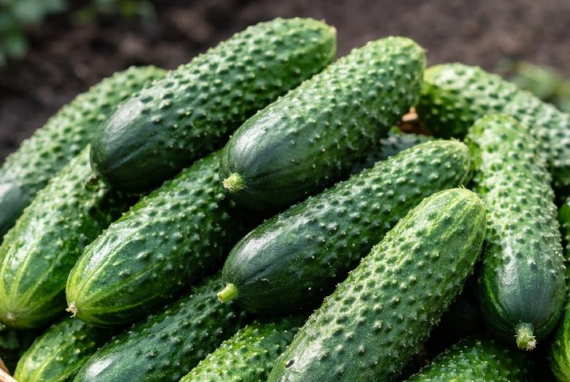 Урожай огурцов в корзинке