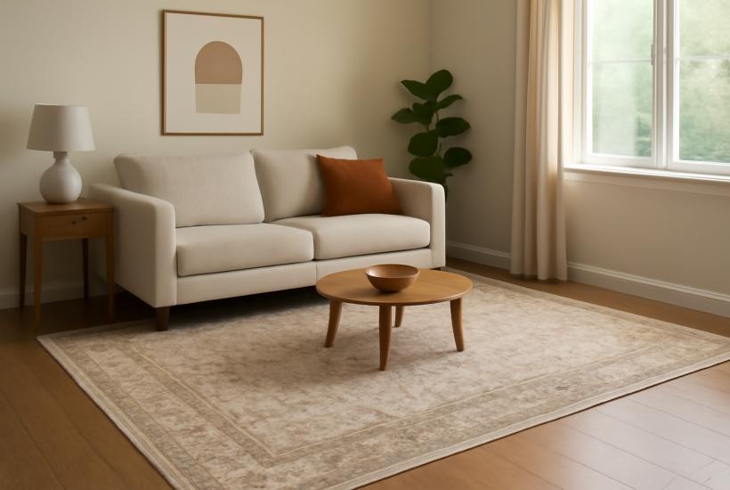 уютная гостиная с ковром