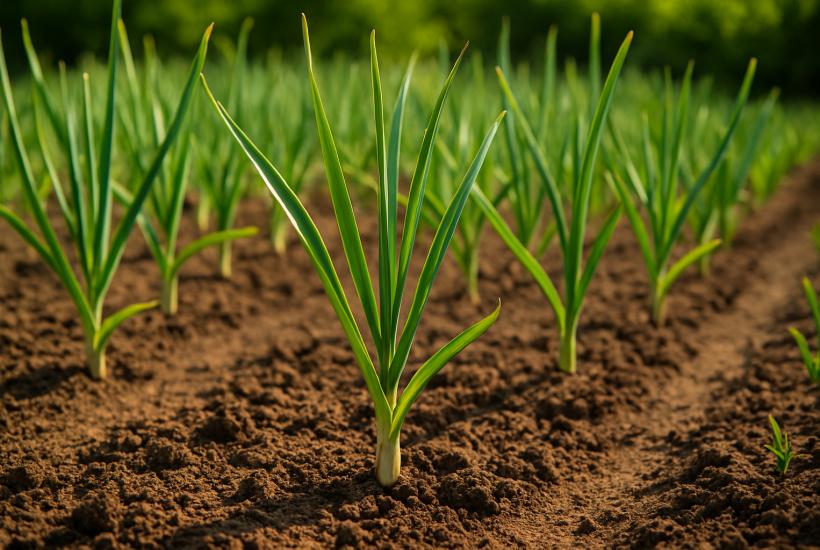 Чеснок на грядке