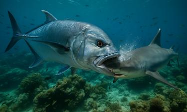 Каранкс таранит акул до смерти — биологи зафиксировали агрессию хищника