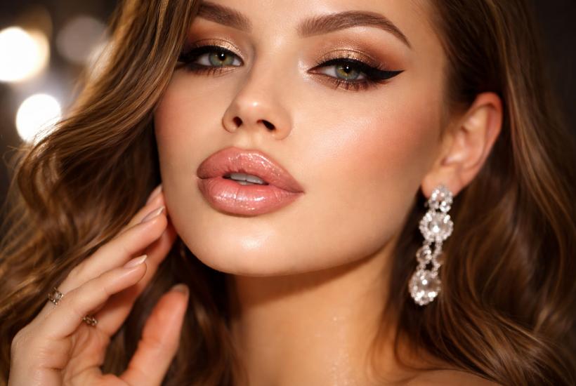 Девушка с блестящими губами
