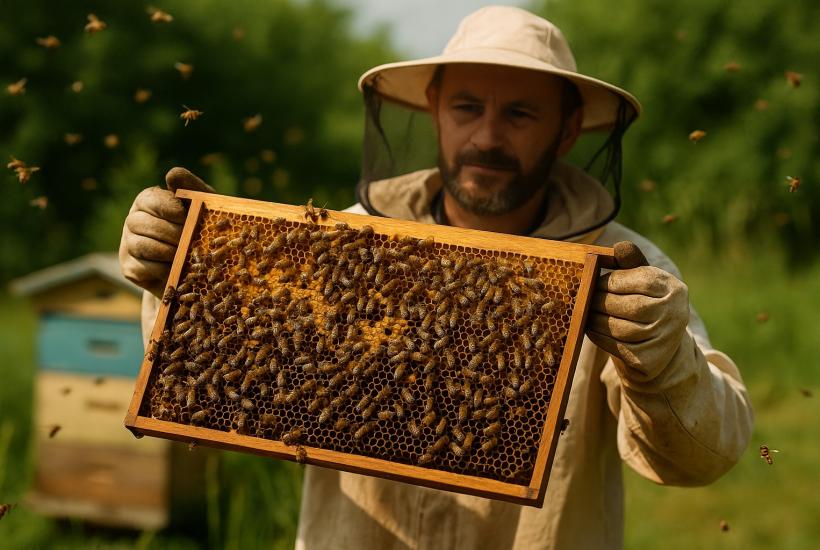 Пасечник с мёдовой рамкой