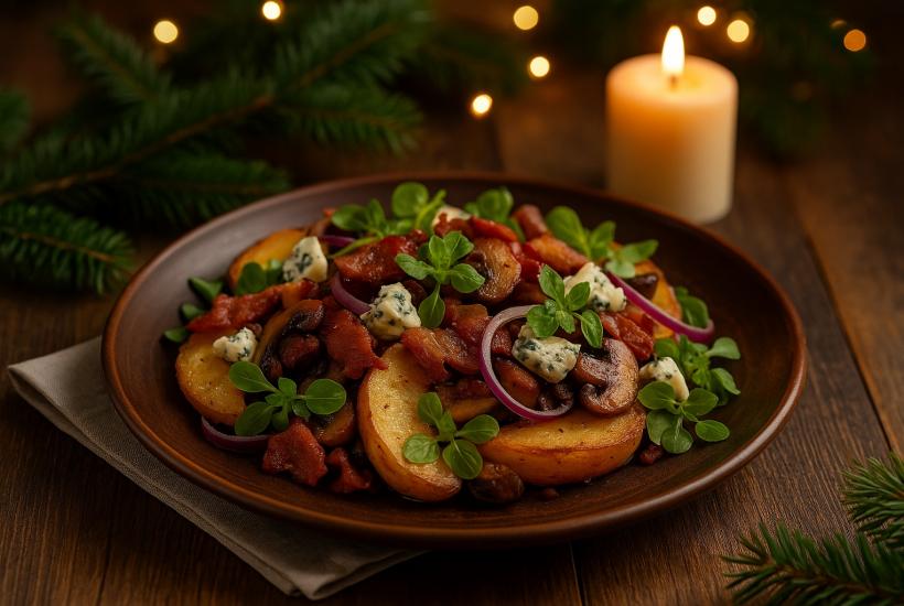 Салат с жареным картофелем