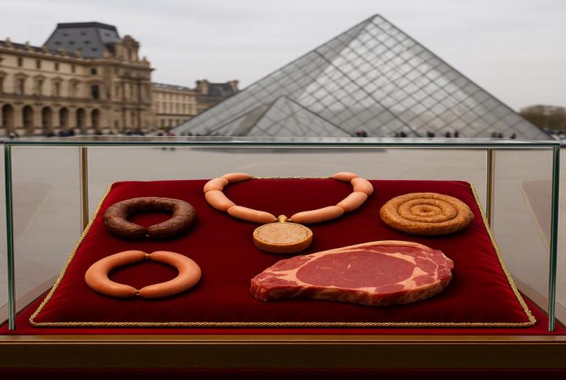 Лувр, Париж, пирамида, мясная витрина