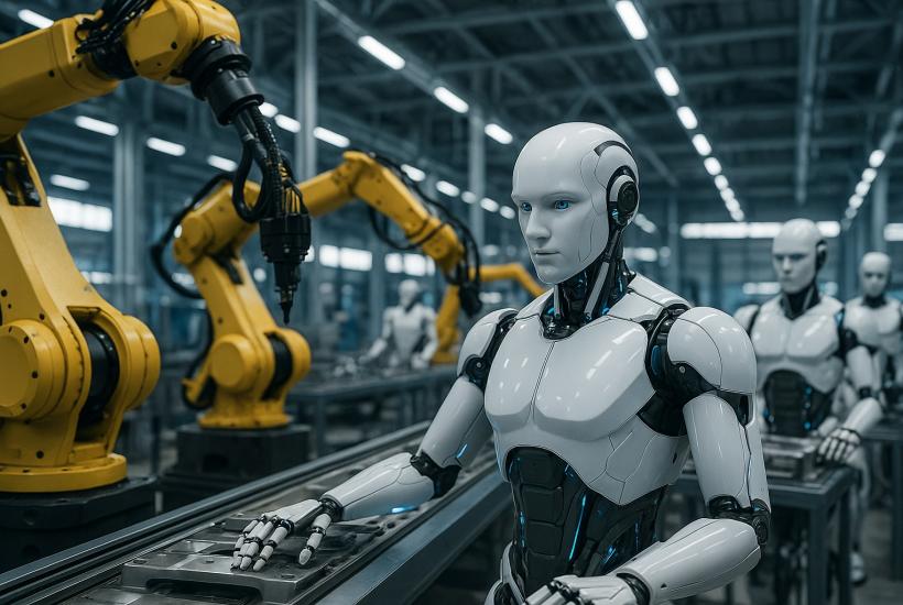 Гуманоидные роботы на фабрике
