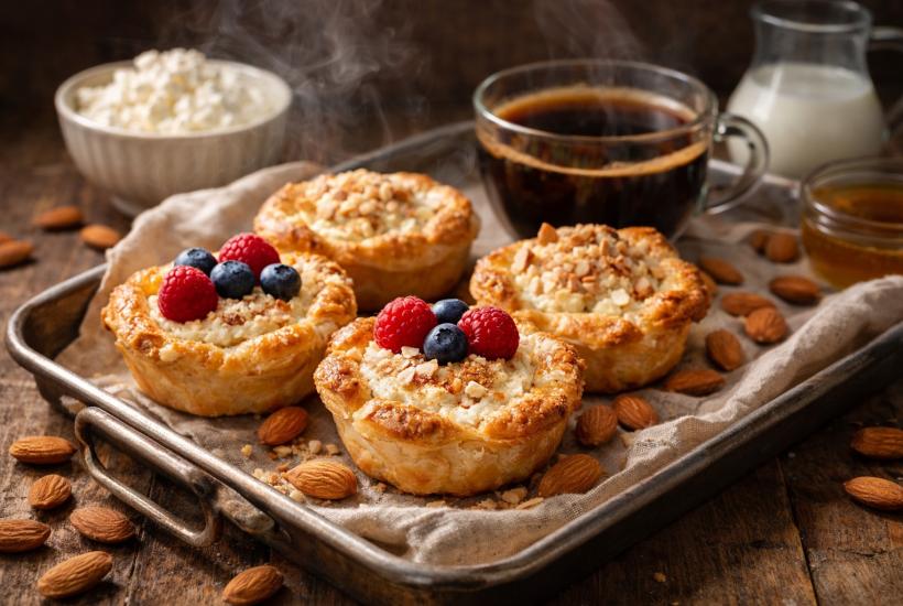 Тарталетки с миндалем и творогом
