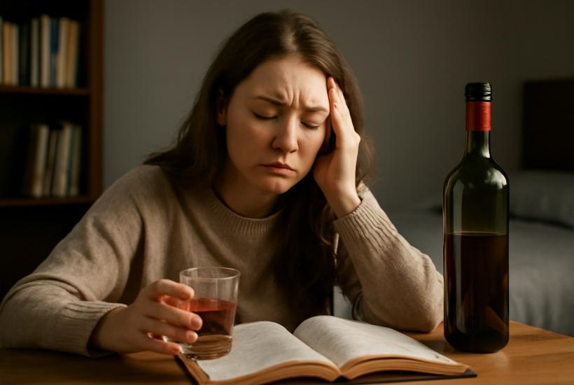 Женщина с бокалом алкоголя