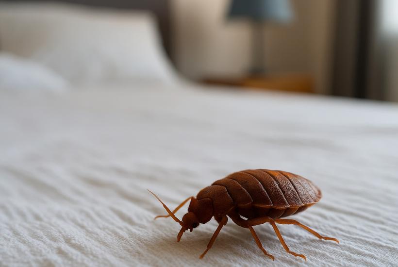 Постельный клоп на белой простыне