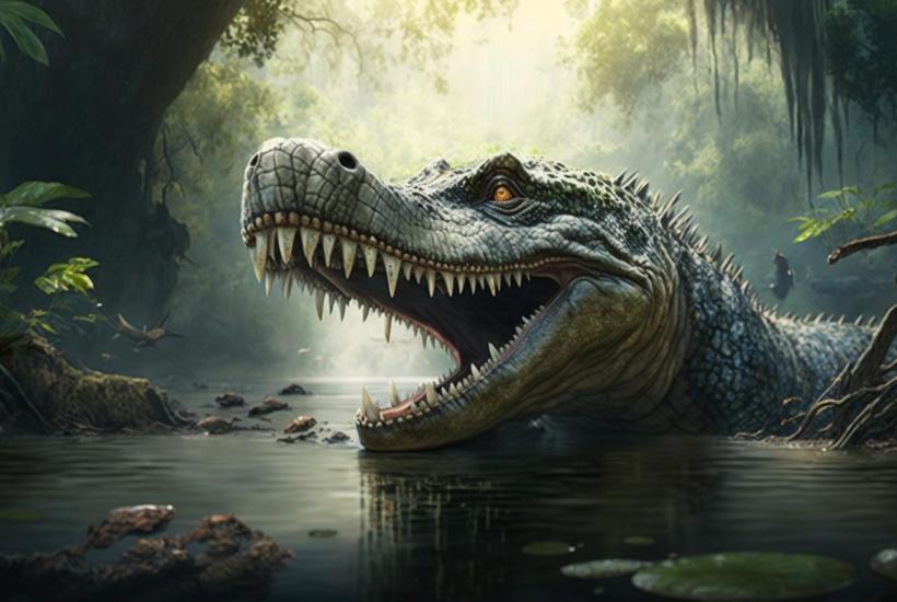 Динозавр яростно ревет