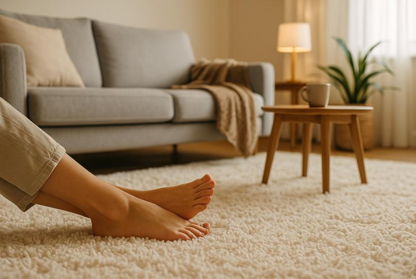 Уютная гостиная с мягким ковром