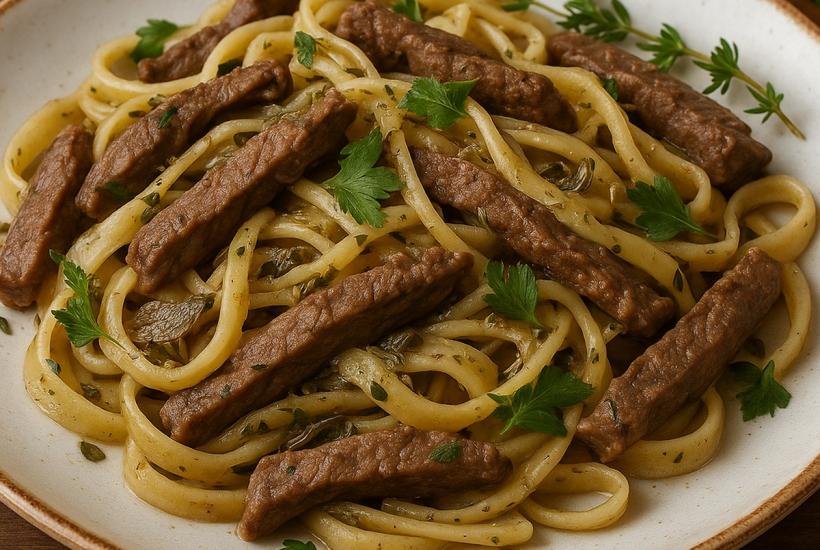 Лапша с говядиной и сибирскими травами
