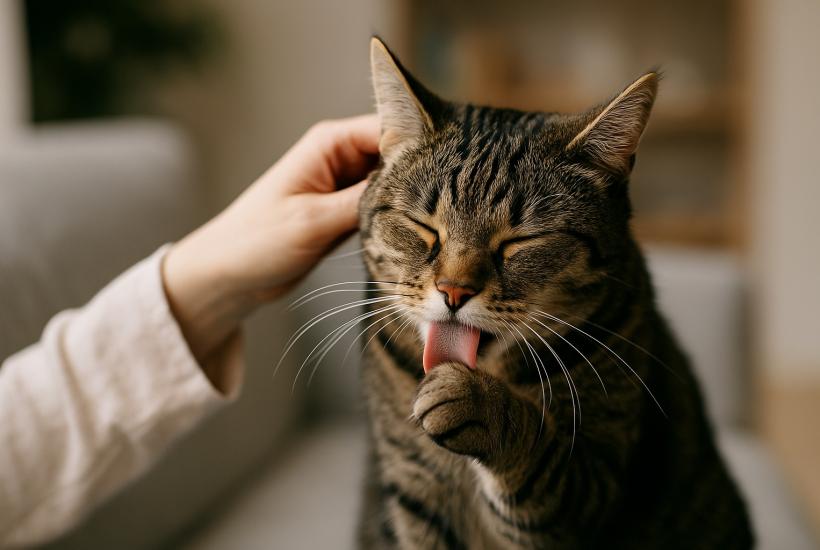 Кошка умывается