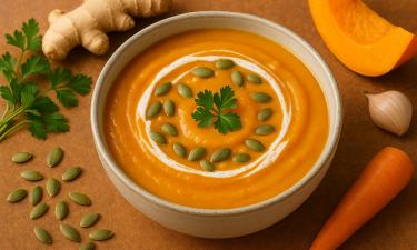 Использование чеснока и имбиря делает тыквенный суп ароматным