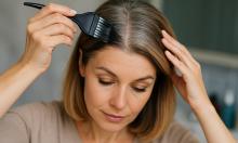 Мелирование создаёт мягкий переход между окрашенными и седыми прядями