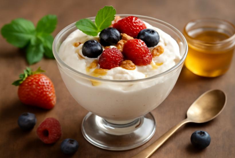 Творожный крем с мёдом и ягодами