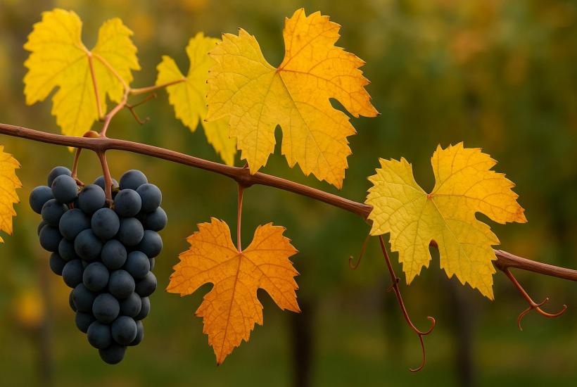 Ветвь винограда осенью