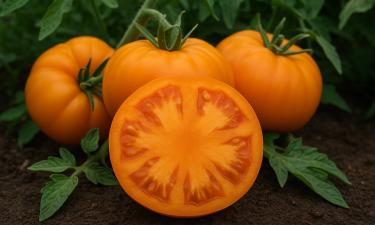 У томата "Оранжевый Монстр Флэтхед" — сладкий вкус с нотами дыни