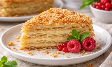 Коржи из дрожжевого теста повышают пышность торта "Наполеон"