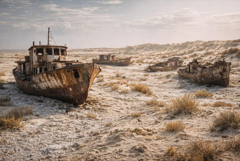 Заброшенное корабельное кладбище в Арале
