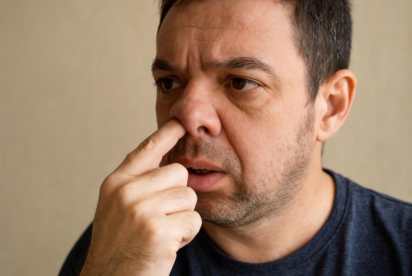 Мужчина ковыряет в носу