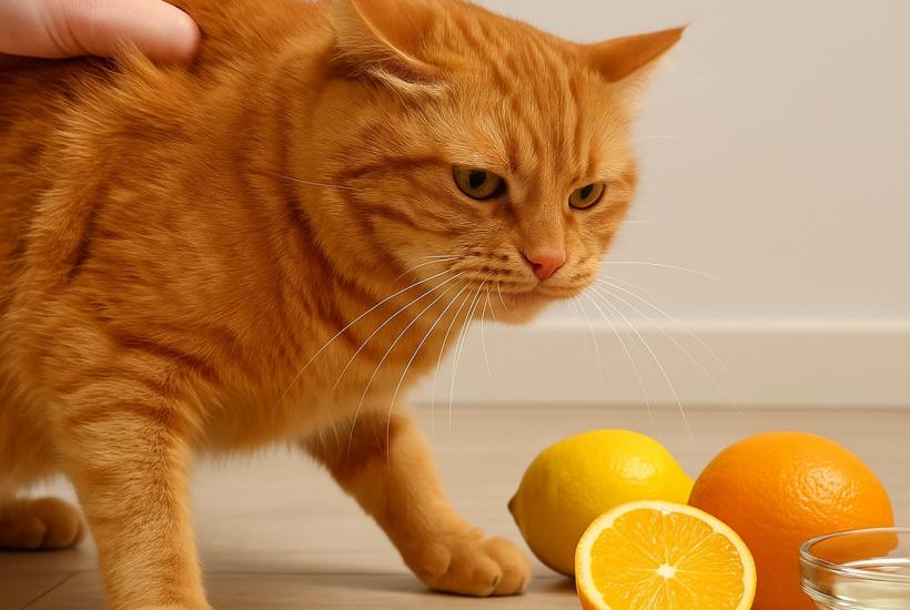 кот и цитрусовые